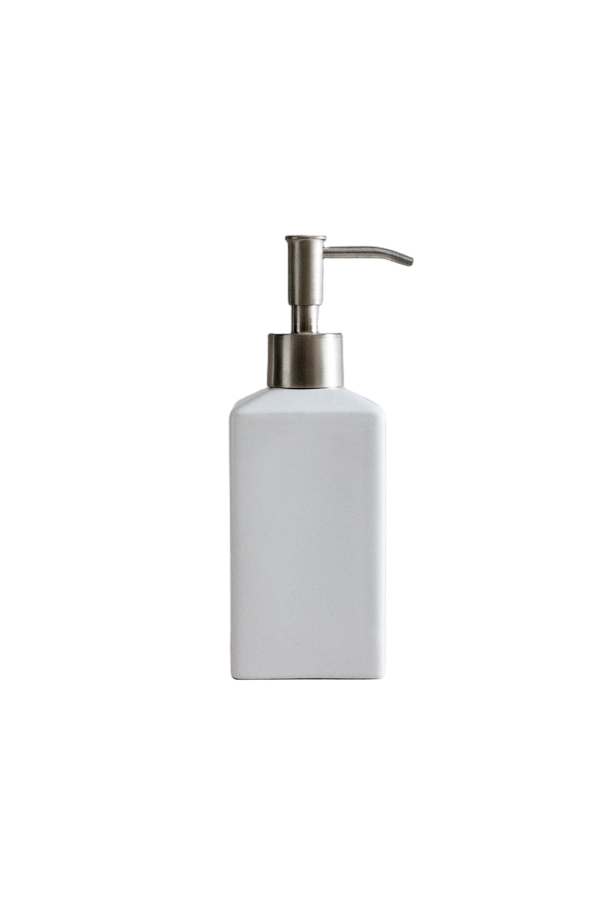 WHITE EARTHENWARE SOAP DISPENSER